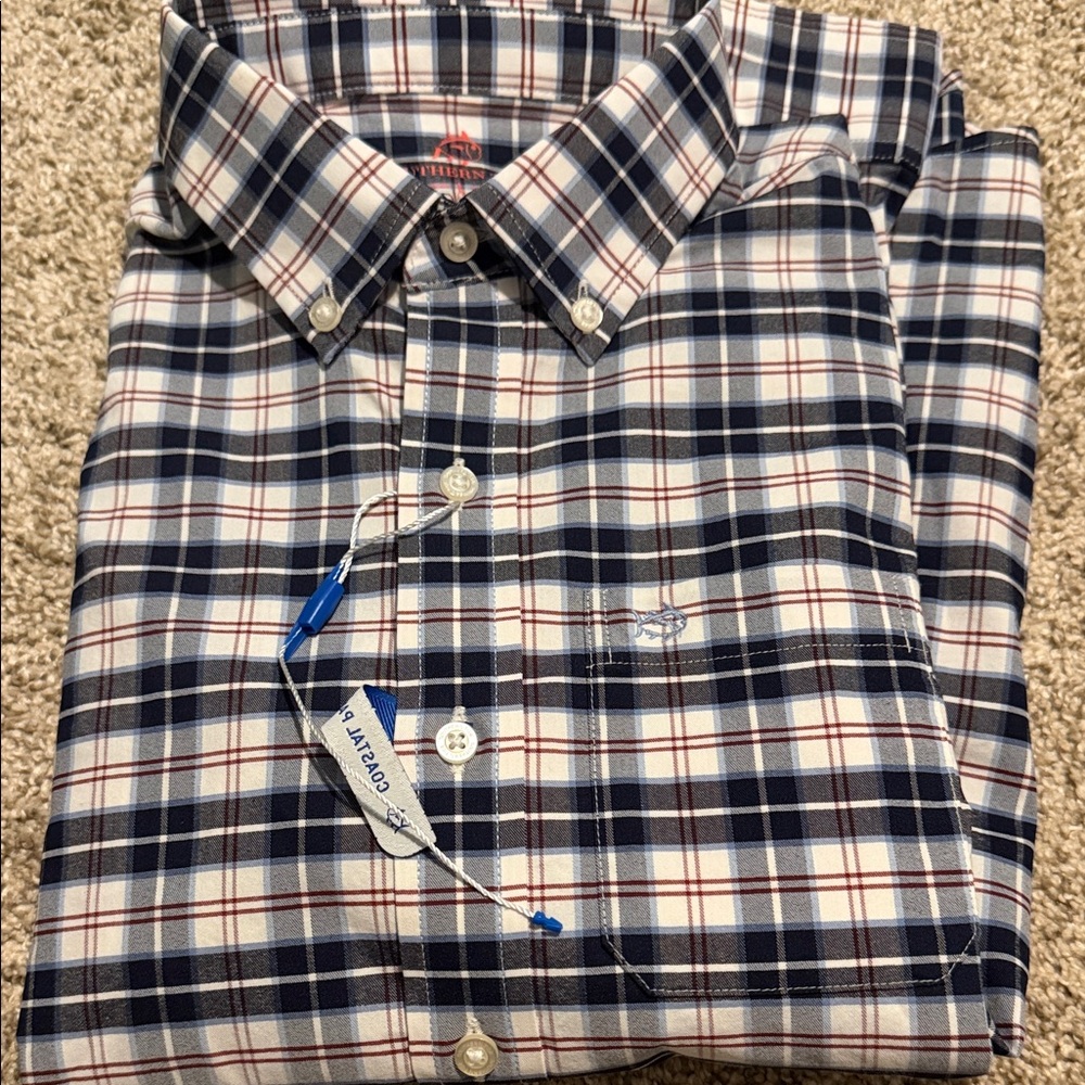 Southern Marsh Boys Plaid Button-Down Shirt - Black, White & Brown